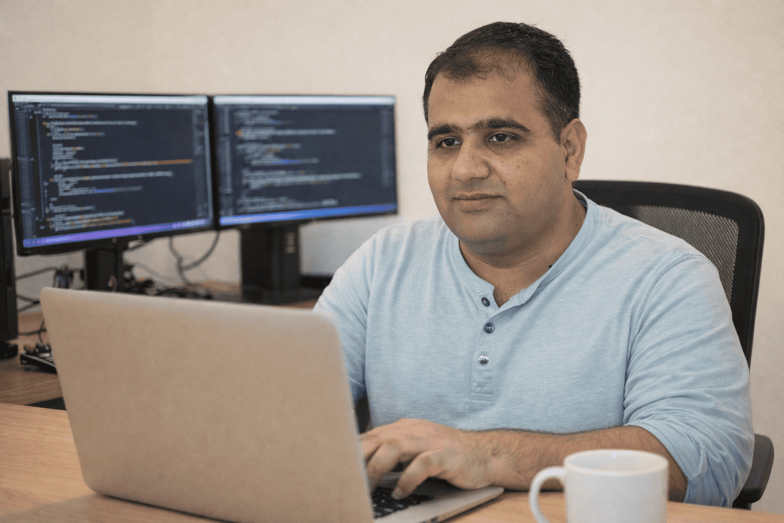 Design ME Marketing senior developer Zam working on a client website